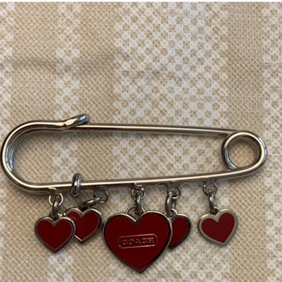 Vintage Coach Pin with Heart Charms - Picture 3 of 3